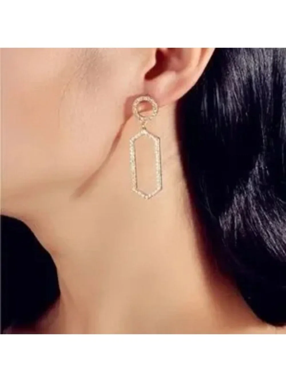 Gold Crystal Geometric Drop Earrings